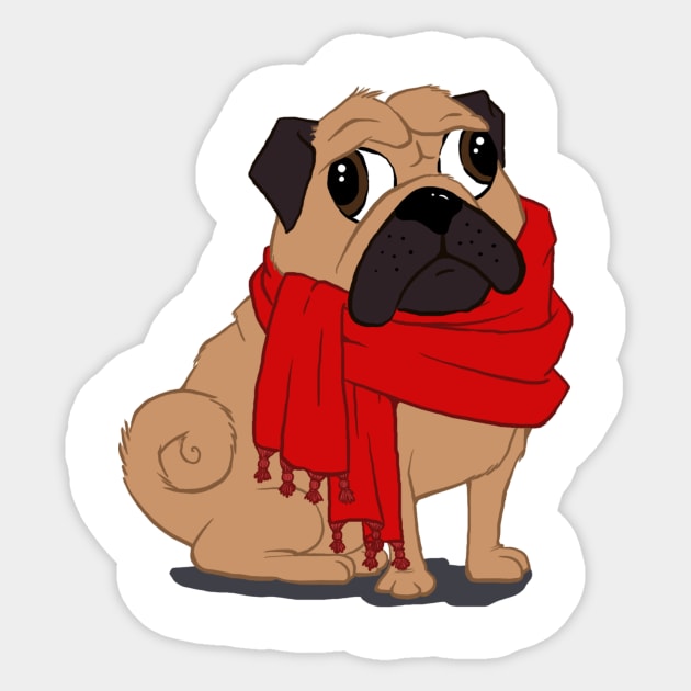 Pug Scarf Sticker by AnaKing